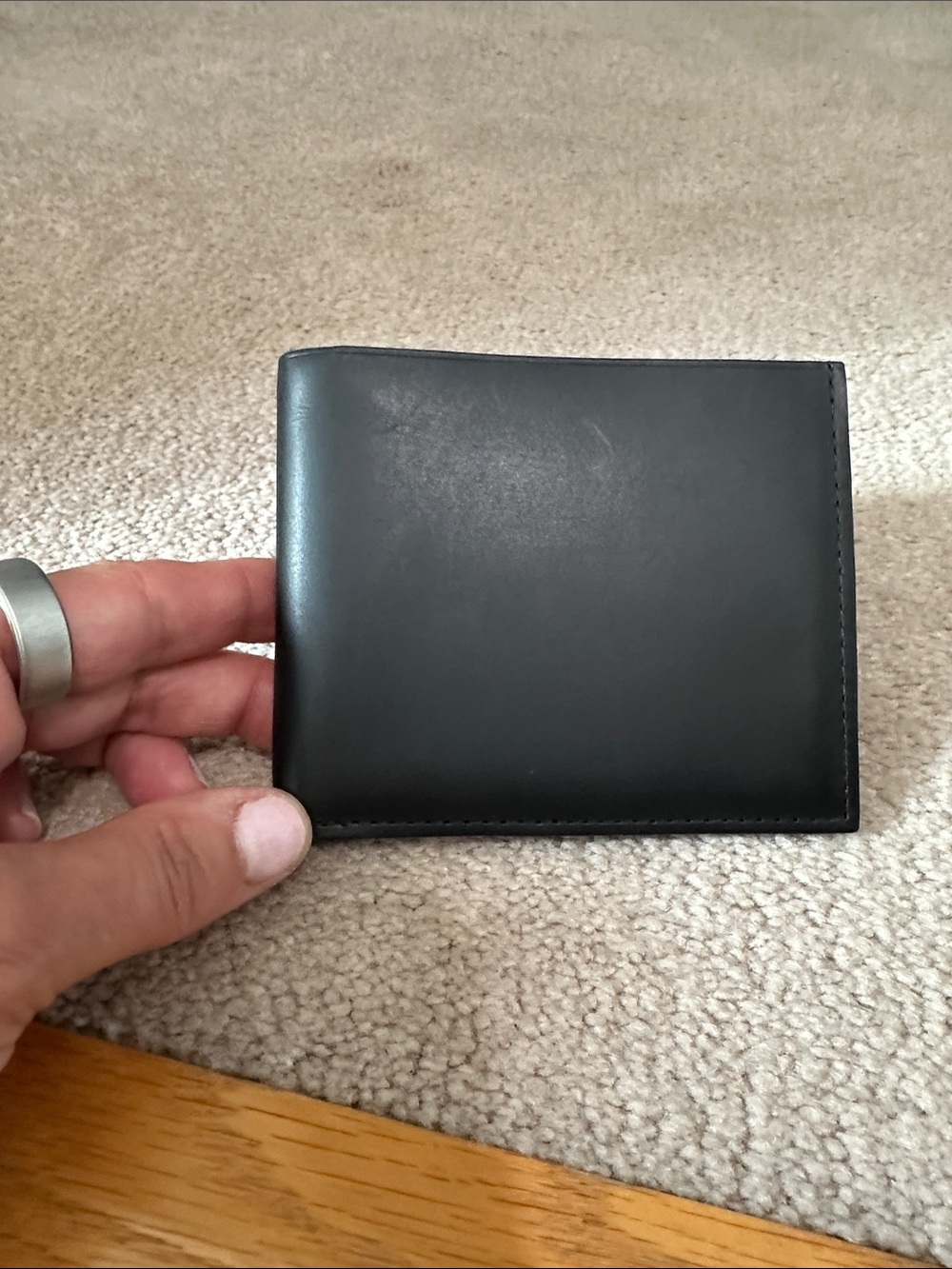 J. Crew Black Leather Bifold Card Wallet